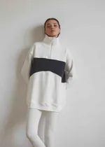 Толстовка платье Alexandra Talalay KP010 с воротником на молнии молочно-графитовый