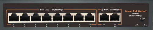 POE-82E-1 коммутатор PoE 8+2 портов, металлический корпус