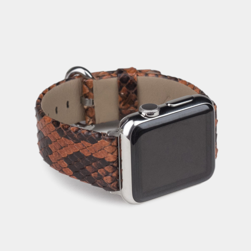 Ремешок для Apple Watch 40/41/42 mm из кожи питона, цвета коньяк