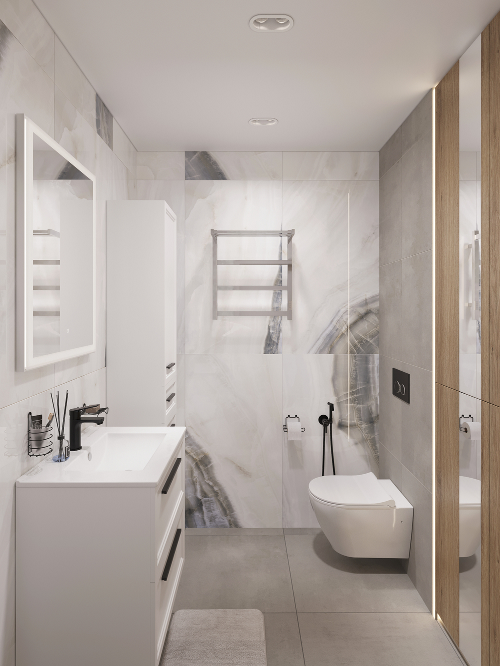 Полотенцесушитель электрический EWRIKA Пенелопа КВ7 60x55 см, подключение справа, слева, скрытое подключение справа, хром, лесенка, с полкой