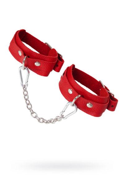 Оковы мини BDSM со скруглёнными углами натуральная кожа красные