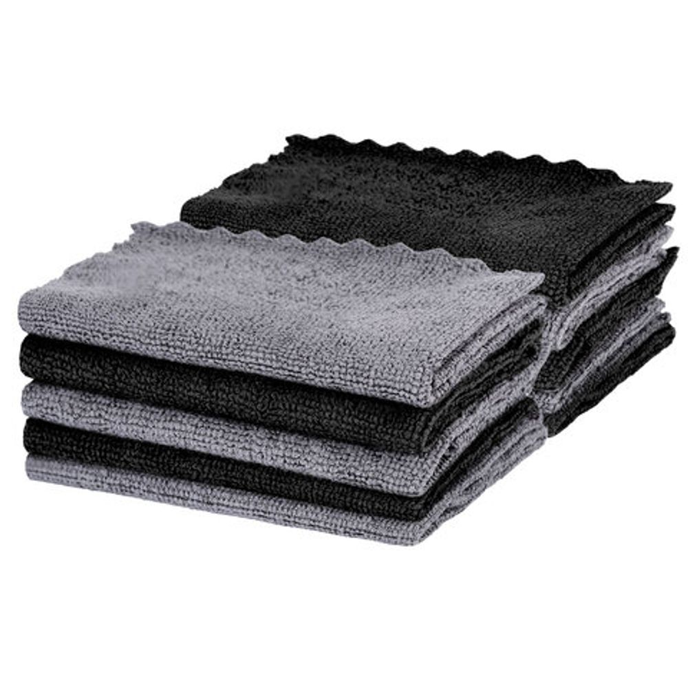 Салфетки из МИКРОФИБРЫ 30х30 см, GRAY & BLACK, big pack, КОМПЛЕКТ 10 штук, 180 г/м2, LAIMA HOME, 700610