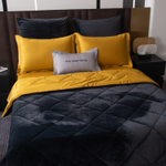 КПБ на резинке Сатин Velvet Premium с Одеялом VPR006, Евро, 4 наволочки, простынь 180*200*25