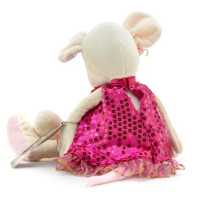 Крыса Василиса в бордовом платье, 23 см.