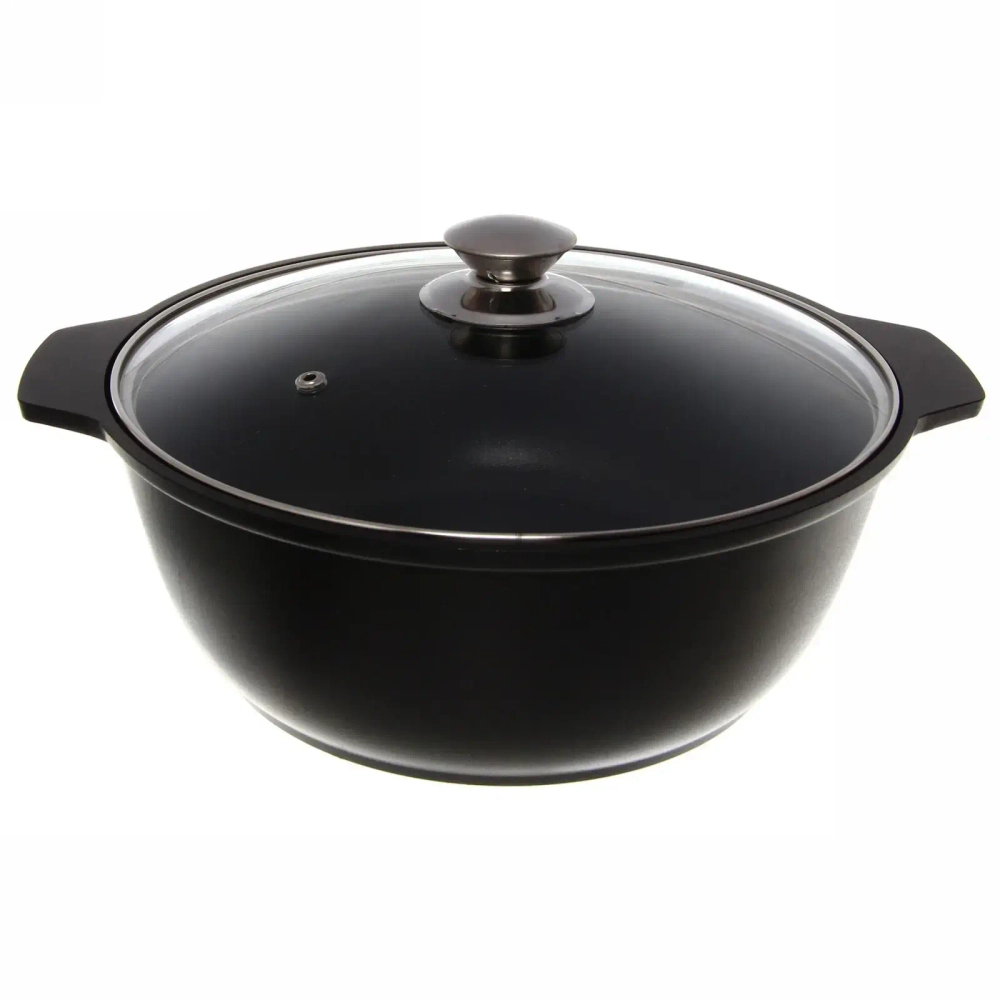 Кастрюля-жаровня 4л литой алюминий со стеклянной крышкой ж44а