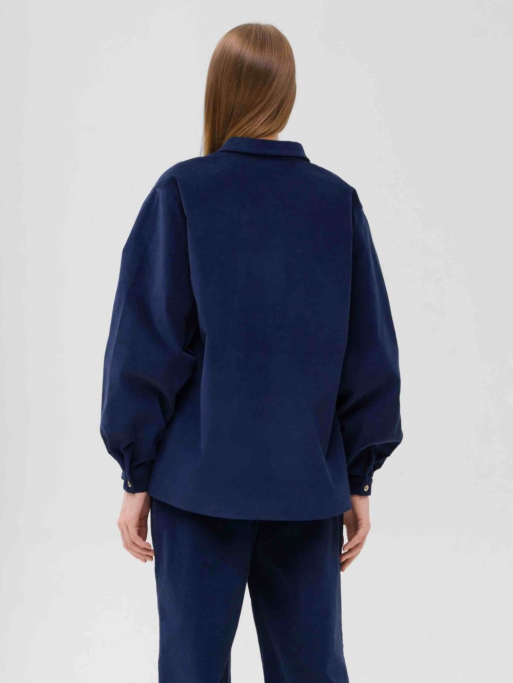 Рубашка FOS Микровельвет Женская Синяя