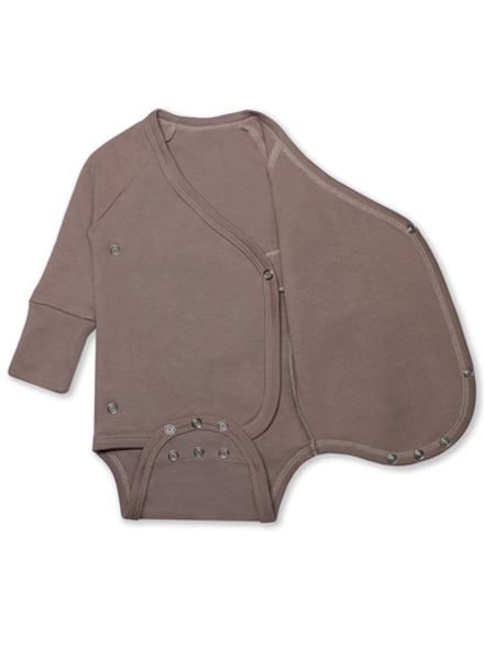 Боди растущий на кнопках с длинным рукавом Тауп Грей RinaAmari