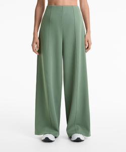 OYSHO Брюки пике с супер высокой талией и хлопком, зеленый