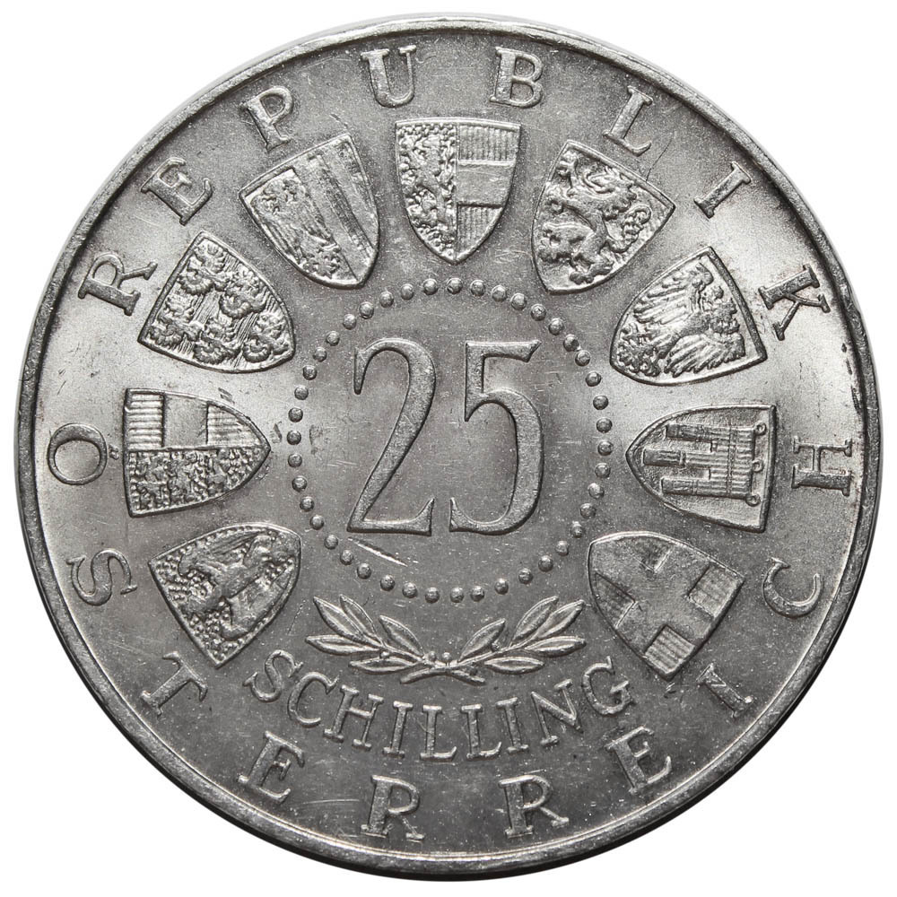 25 шиллингов. 200 лет со дня рождения В. А. Моцарта. Австрия. Серебро. 1956 год. AU