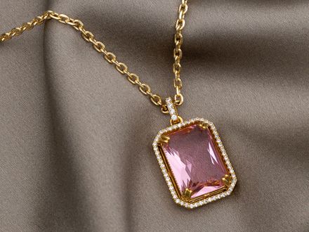 Подвеска-кулон "Розовый кристалл", 25,5мм