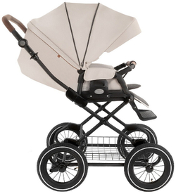 Детская коляска Roan Bass Next Classic Кожа d12 3 в 1 с автокреслом Elo Black RCL301/1 Island Stone