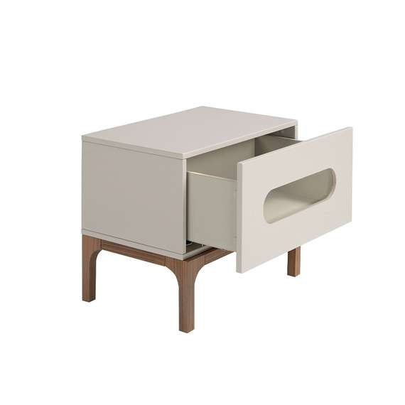 Прикроватная тумбочка 7144/CP2205H серого и орехового дерева с подсветкой