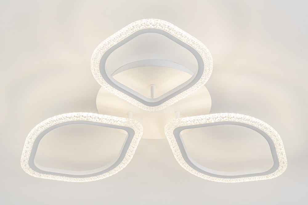 Светодиодный светильник 60Вт, 5120Лм, 3000К-6500К,Ra>80, ИК-пульт, плавная регулировка мощности, изменение цветовой температуры, ночник, металл/акрил, белый/прозрачный с пузырьками