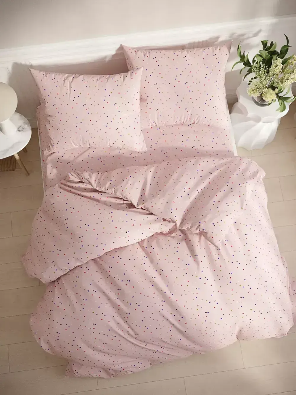 Наволочка комплект 2шт перкаль Сказка "Сердечки" 45х45 см на молнии