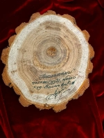 Тюльпаны - картина маслом на срезе дуба с корой | Художница Ольга Ефимова