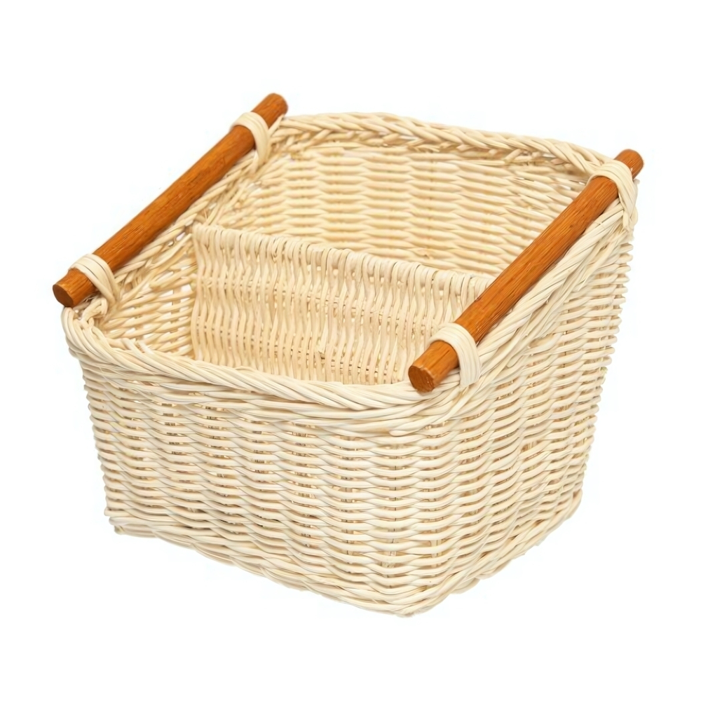 Корзина для хранения "Белый ротанг" 2 отделения Д200 Ш180 В170, белый, обработана водоотталкивающим покрытием