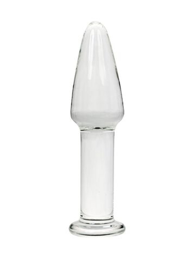 Прозрачный анальный плаг из стекла на длинной ножке - 12 см. (Цвет: прозрачный)