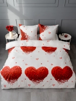 Постельное белье 1,5"Жанет» креп «Павлина», 4361 Сердца кубики на белом
