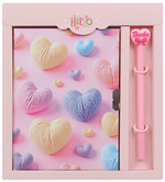 Блокнот 13,5*18 см 50л. с замком "Сердца" с ручкой (Darvish)