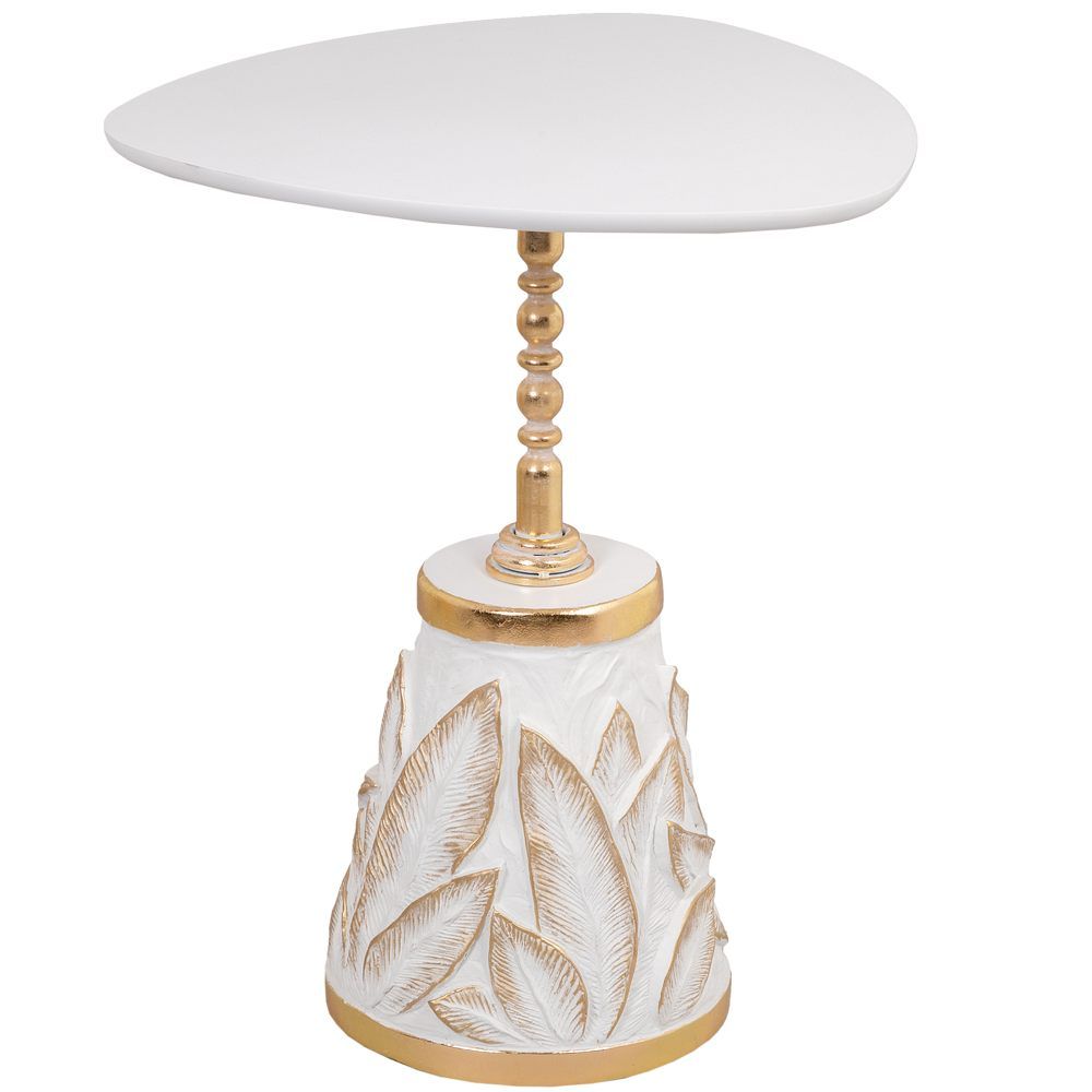 Столик декоративный Арт Leaves Gold Белый