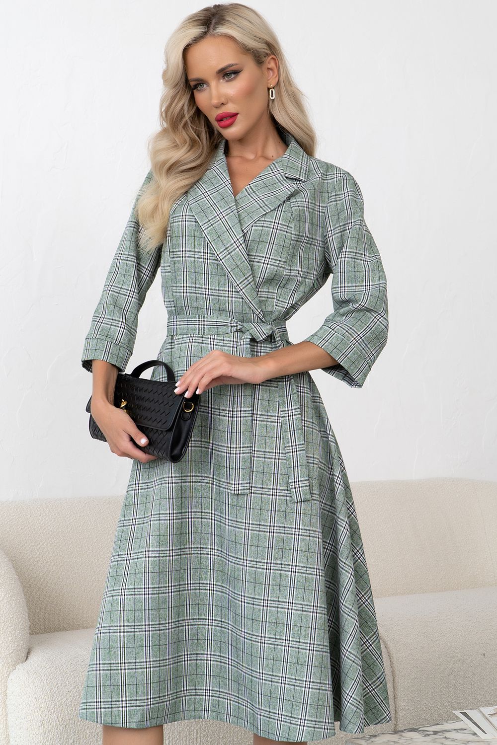 Платье в клетку (мятный/клетка) Р11-1225/4 Nikol