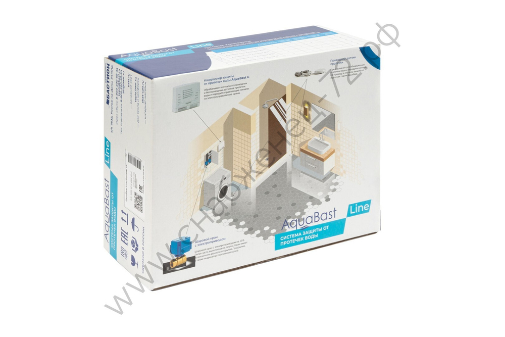 Комплект защиты от протечки воды AquaBast Line Коттедж 1/2” 1кран 3провод датчика