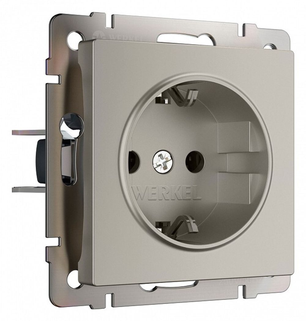 Розетка с заземлением и со шторкой, без рамки Werkel дымчатый W1271104