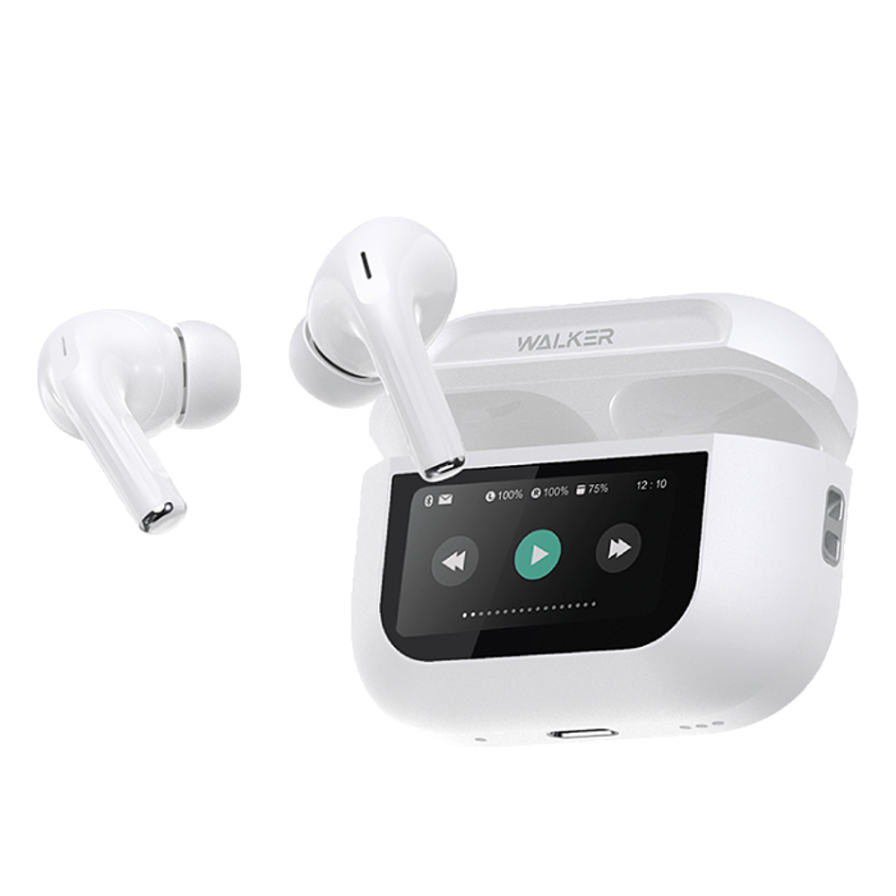 Наушники WALKER WTS-85, шумопод. ANC, сенсорный дисплей, белые