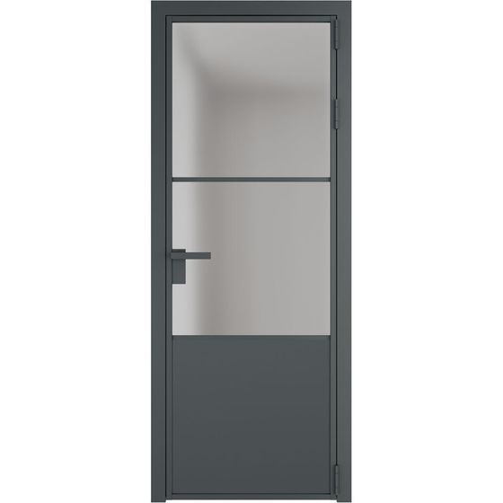 Алюминиевая дверь 20AG серая ночь стекло матовое