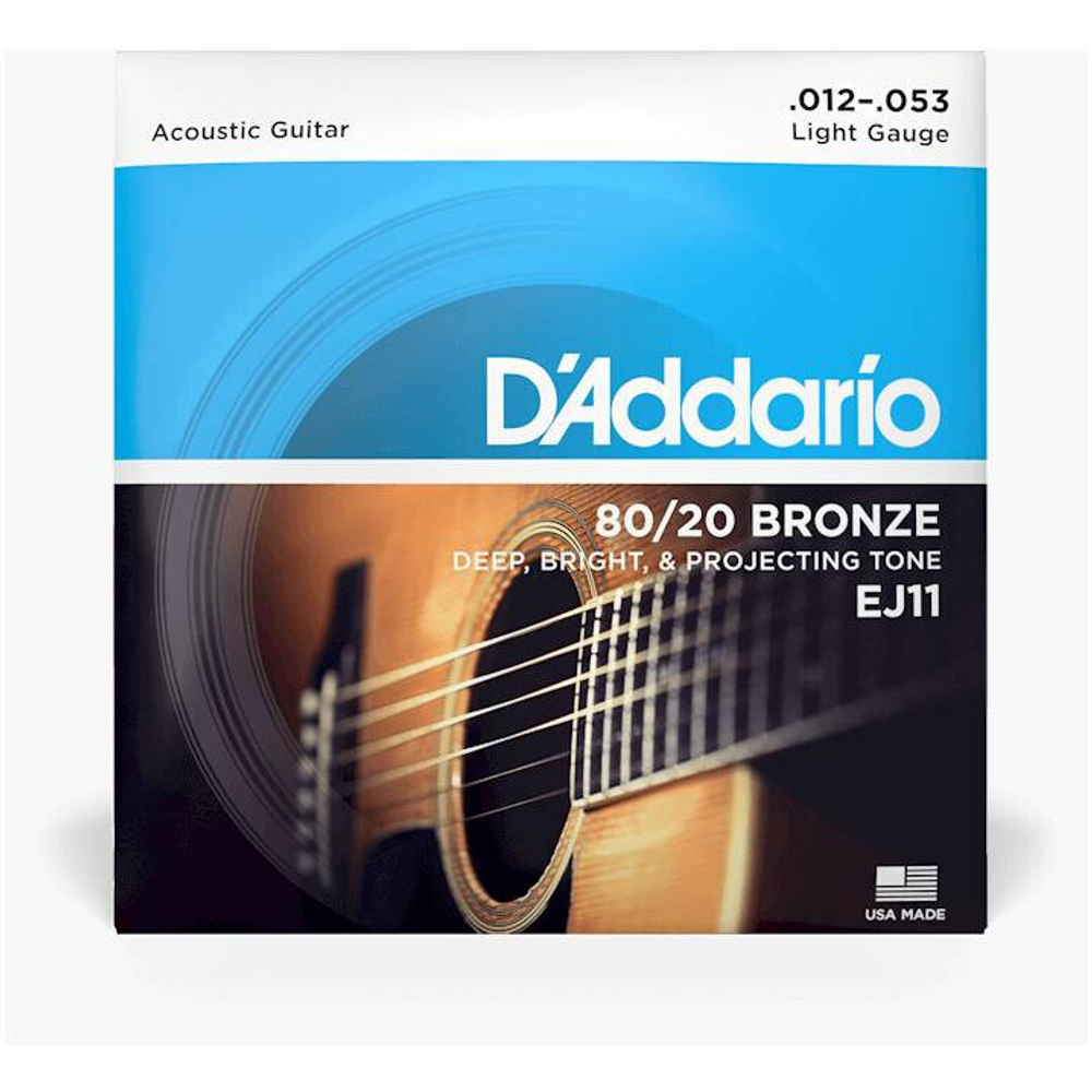 EJ11 BRONZE 80/20 Струны для акустической гитары бронза Light 12-53 DAddario
