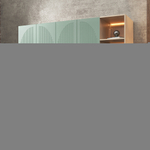 Шкаф Агератум МДФ четырехсекционный с стеллажом Лайн шалфей (0,27) А10024 матовая - Дуб Сонома 3025  260*60*240