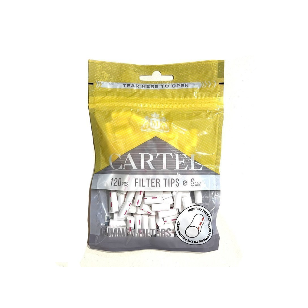 !Фильтры для сигарет "Cartel" 6мм Slim Gummed 120шт (Румыния)
