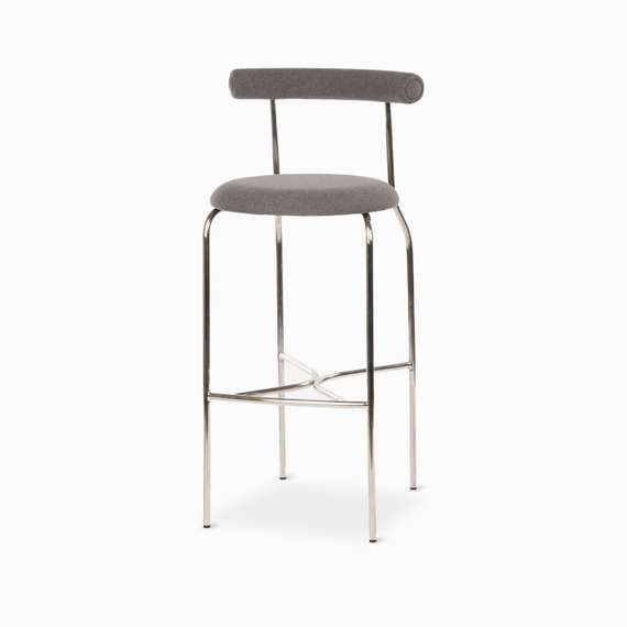 Барный стул Rider, серая ткань, ножки хром