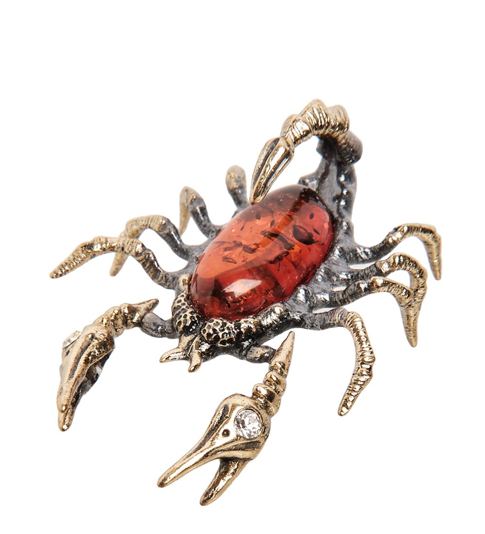 AM- 546 Фигурка «Скорпион» мал. (латунь, янтарь)