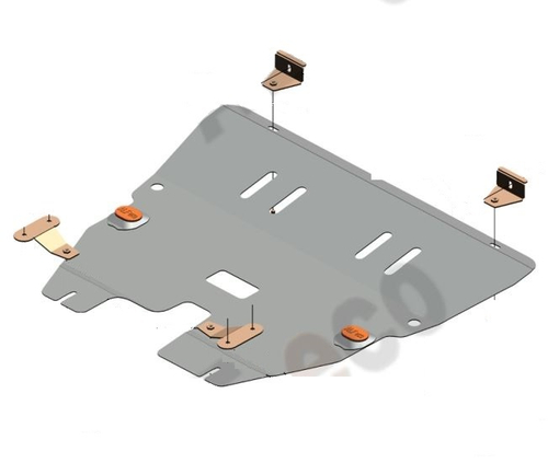 Защита ALFeco картера двигателя и кпп для Fiat 500 2007-, V-1,4 (сталь 2 мм) арт.ALF0605st