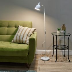 UML-T701 E27 WHITE Торшер напольный под лампу Е27. 60W. с регулировкой наклона. Механический выключатель. Белый. ТМ Uniel