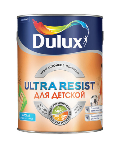 Краска для стен детских комнат Dulux Ultra Resist для Детской матовая  (5л)