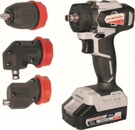 Дрель-шуруповерт аккумуляторная ИНТЕРСКОЛ ДА-13/18ВК Комби + 3 насадки 575.2.2.78