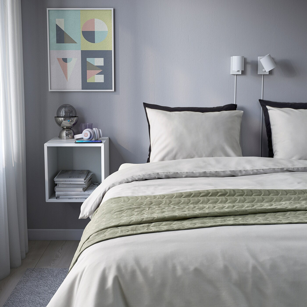 IKEA PILTANDVINGE  (ИКЕА ПИЛТАНДВИНГЕ)  -  Пододеяльник и наволочка, серый, 150x200/50x60 см