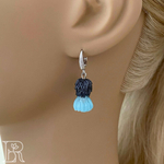 LEFIREL' Серьги серебряные женские "Ледяной чертополох" с цветами из муранского стекла / ювелирные украшения из родированного серебра 925