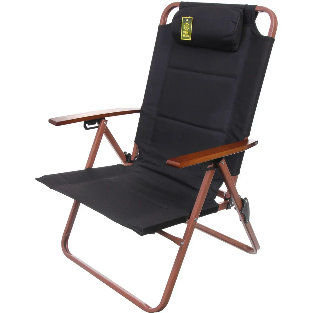 Кресло складное c подлокотниками до 120 кг DC-6018, 59*52*88 см, цвет: чёрный, каркас алюминий, ТуристМастер