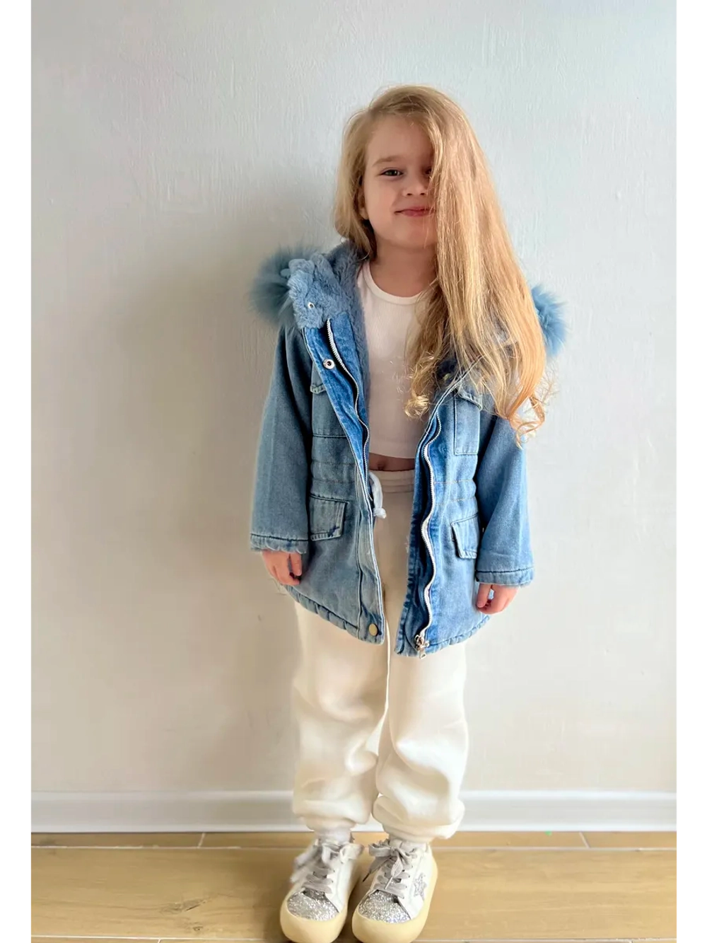 Парка джинсовая с искусственным мехом