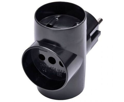 STEKKER Сетевой разветвитель, 250В, 10A, IP20, черный, ADP10-15-20 39001