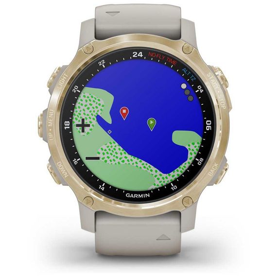 Умные часы - дайвинг компьютер Garmin Descent MK2s светло-золотистый корпус со светло-песочным силиконовым ремешком