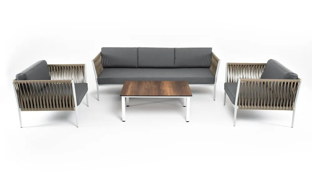 "Касабланка" лаунж-зона плетеная из роупа 5-местная, цвет серый