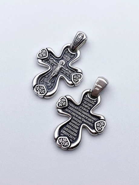 Крест из серебра/Чернение/С подвижным ухом