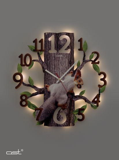 Настенные часы с подсветкой "Белка" 42