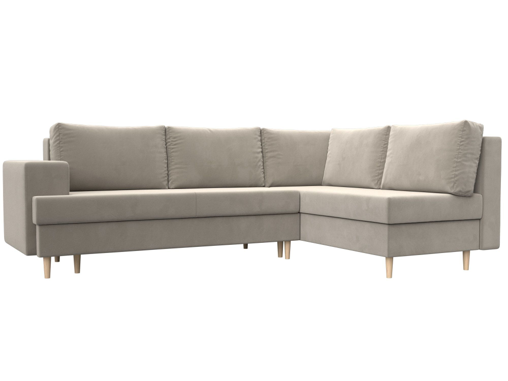 Диван угловой Сильвана правый угол, Бежевый, Микровельвет, 100846