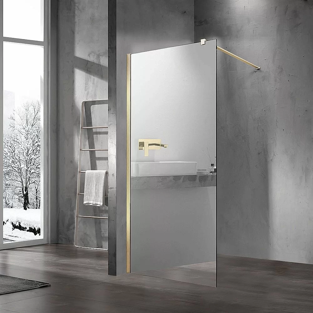 Душевое ограждение Vincea Walk-In VSW-1H900MRG 90 стекло зеркальное/профиль золото матовое