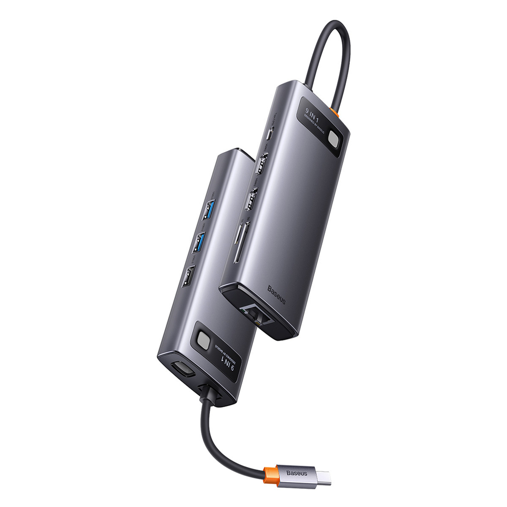USB Хаб Baseus Metal Gleam 9in1 Multifunctional Type-C HUB (Type-C to 2xHDMI+2xUSB3.0+USB2.0+PD+SD+TF+RJ45)